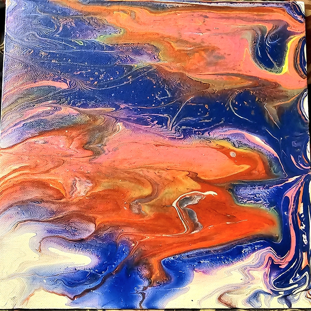 Vibrant Abstract Canvas Art with Blue and Orange Hues